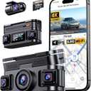KEYROO 360 View 4K 4 Channel Dash Cam Front and Rear Inside Left Right, Built-in GPS, 5.8GHz WiFi, Car Dash Camera for Cars with App Connect, Support Parking Mode, G-Sensor, Free 128GB Card