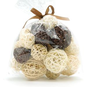 Qingbei Rina 20 PCS Wicker Rattan Balls,Decorative Balls for Bowls,Vase Filler for Centerpieces,Decorative Orbs Woven Spheres,Bowl Fillers Decor(Beige Brown White)