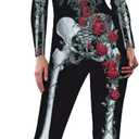 Honeystore Women's Skeleton Halloween Costume Catsuit Bodysuit Cosplay Jumpsuits (Black, S)