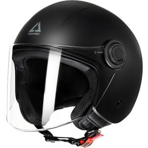 TRIANGLE Motorcycle Helmet Open Face with Visor Helmet for Adult Men Women DOT Approved (Medium, Matte Black)