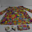 Girls Kids 60s 70s Hippie Costume Dresses Disco Outfits Party Clothes with Necklace Earrings Sunglas , Size XXL