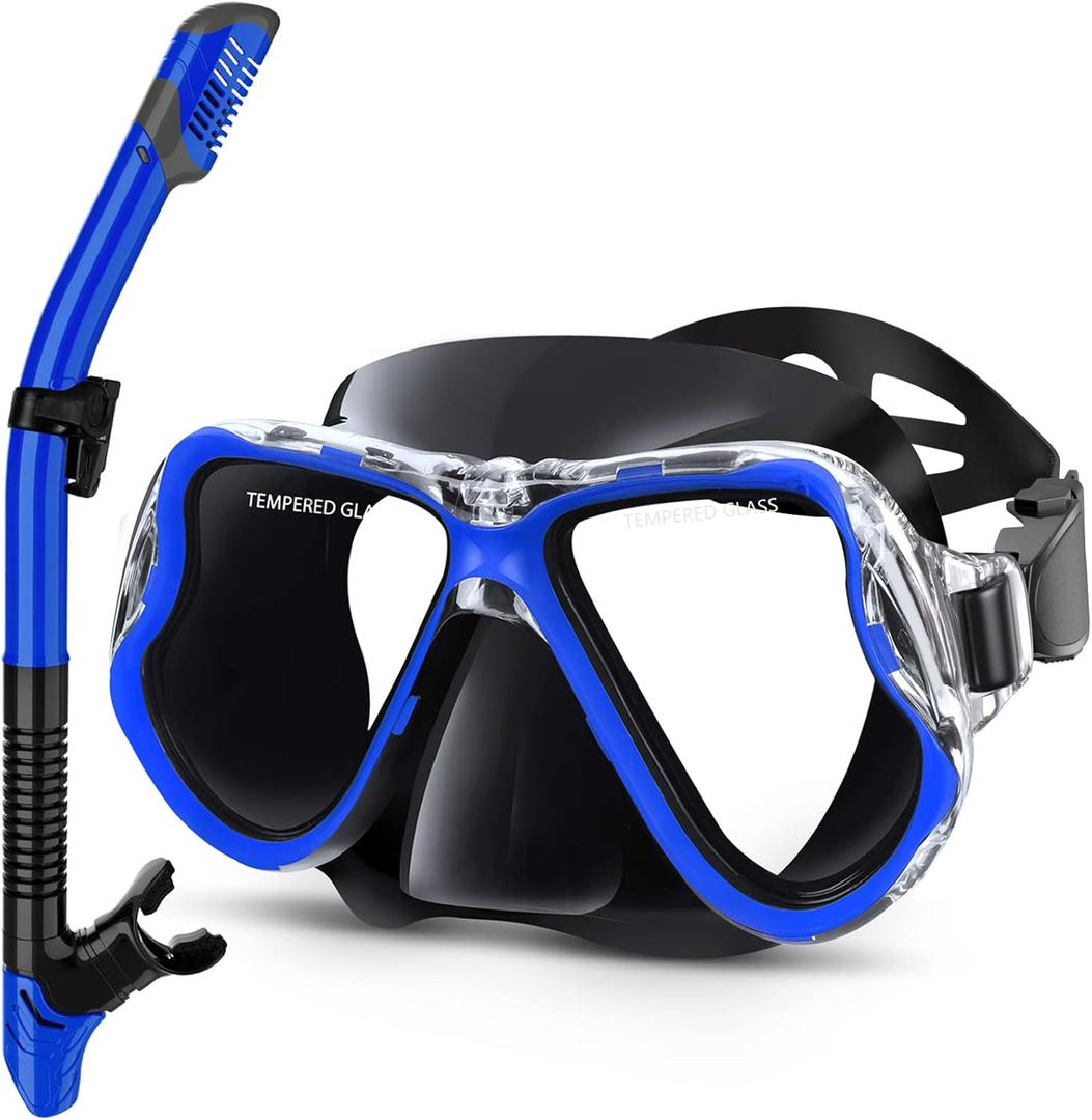 Greatever Dry Snorkel Set,Panoramic Wide View,Anti-Fog Scuba Diving Mask,Professional Snorkeling Gear Size: Kids