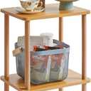 IBUYKE 2-Tier Side Table, Solid Wood Tall End Table with Storage Shelves, Nightstand Bedside Table for Living Room Bedroom Office, No-Tool Assembly, Natural UWST002N (11.42" x 15.35" x 20.86")