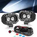 4 Inch LED Pod Lights, 48W Square Offroad Driving Lights Super Bright 120 White Spotlight Combo Beam LED Auxiliary Light Bar with Wiring Harness Kit for Motorcycle Jeep Wrangler Truck Pickup ATV UTV