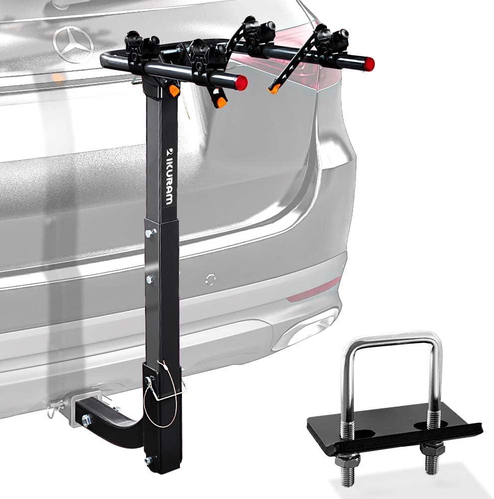2 Bike Rack Bicycle Carrier Racks Hitch Mount Double Foldable Rack for Cars Truck SUV Fits 2" Hitch Receiver, Including Anti-Rattle Hitch Tightener