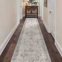 BESBLEE 2'6''x14 Runner Rugs for Hallway, Machine Washable Non Slip Vintage Rugs, Low Pile Soft Print Rug for enrtyway, Corridor, Home Office,Light Taupe Brown