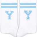 Blue And White-Striped Letter Socks, Sports Socks For Men, Blue Team socks, Friends And Family, Birthday Gift.(Y)