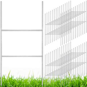 Therwen 30 Pcs Yard Sign Stakes 20'' x 10'' Metal H Heavy Duty Frame Wire Stakes Galvanized Lawn Sign for 4mm 5mm Corrugated Advertising Board Yard Garage Holder Halloween Decor