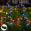 4 Pcs Solar 4th of July Outdoor Lights Waterproof Solar Patriotic 40led Red White and Blue Stake Lights for Outside Porch Yard Grave Cemetery Independence Day Memorial Day Decoration