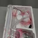 Simple Designs LF2006-WPG 67" Contemporary Multi-Head Medusa 5 Light Adjustable Gooseneck White Floor Lamp with Pink, White, Gray Shades for Kids Bedroom Playroom Living Room Office, 30 x 10 x 67