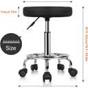 KKTONER PU Leather Round Rolling Stool with Foot Rest Swivel Height Adjustment Spa Drafting Salon Tattoo Work Office Massage Stools Task Chair Cushion 14 inches (Black), 14 Inches X 18.7-24.4 Inches