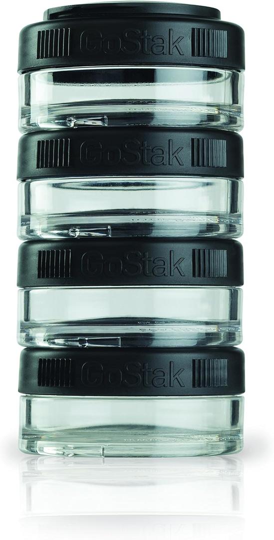 BlenderBottle GoStak Twist n' Lock Storage Jars, 40cc 4-Pak, Black