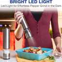 Epar Salt or Pepper Grinder Mill Electric Battery Operated Stainless Steel Mill with LED Light, Adjustable Ceramic Core, and One-Hand Push Button for Effortless Seasoning and Cooking