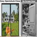 HOFUDON Upgraded Magnetic Screen Door Mesh, Full Strip Magnets, Heavy Duty Fiberglass Mesh, Door Screen Magnetic Closure for Single Door Size 32 x 80 Inch, Screen Door Size 35 x 82 Inch Black