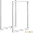 2 Pcs 22" x 36" Entry Door Frame Only Replacement Kit, 1 Lite for 1" Glass (Not Included), Exterior Front Door Glass Insert Kit White Window Grille Inserts Replacement