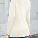 Saodimallsu Womens Button Down Cardigan Sweaters Long Sleeve Crew Neck Knit Casual Loose Sweater Coat with Pockets (Large, White)