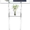47" Transparent Clear Acrylic Podium&Lectern Stand Portable with Storage Shelf, pulpits for Churches, for Speech, for Presentation, Shtender