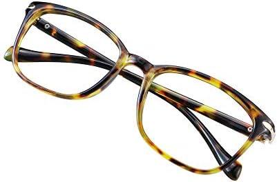 VisionGlobal Blue Light Blocking Glasses for Women Men, Square Frame Computer Reading Glasses(Brown Tortoise,+3.25 Magnification)