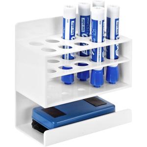 MyGift Dry Erase Marker Holder 10 Slots Whiteboard Marker Holder For Wall Dry Erase Eraser Holder Wall Mount White