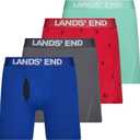 Lands' End Mens Underwear 4 Pack Mens Boxer Briefs for Men Breathable Double Brushed Polyester (Blue, M)