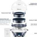 Elite Gourmet EGC710BG Rapid Egg Cooker, 7 Easy-To-Peel, Hard, Medium, Soft Boiled Eggs, Poacher, Omelet Maker, Auto Shut-Off, Alarm, 16-Recipe Booklet, BPA-Free, Slate Blue