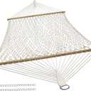 Sunnydaze Cotton Rope Double Hammock for Outside - 450-Pound Capacity Indoor or Outdoor Hammock with Spreader Bars - Natural