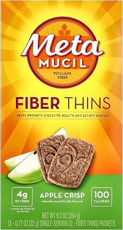 Metamucil Apple Crisp Flavored Fiber Thins Dietary Fiber Supplement with Psyllium Husk, 9.3 Ounce, BBD 10/08/2026