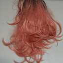 FESHFEN Lace Front Hairline Wigs with Bangs, Synthetic Natural Looking Long Layered Straight Hair Wig for Women Daily Party Costume, 18 inch Ombre Pink (Medium)