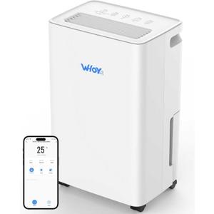 Dehumidifier for Basements, 2000 Sq. Ft., 30 Pints, Max 50 Pints 1.6L Tank, App-Controlled, With 4.9 ft Drain Hose Low noise, for Living room, Basements and Office (White)