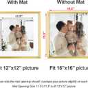 Yaetm 16x16 Gold Picture Frame Matted to 12x12, Set of 3, Thin Square Frame for Gallery Wall Display, Hanging Hardware Included (3 Pack, Gold)