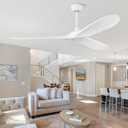 60'' Ceiling Fan No Light with Remote Control,Outdoor Ceiling Fan with DC Reversible and Silent Motor,3 Plastic Blades,Modern White Fan for Patios,Living Room,Bedroom