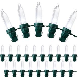 Remagr 120 Pcs Christmas LED Replacement Bulb Mini Wide Angle LED Xmas Bulbs Tree Light Outdoor String Light Replacement for Christmas Garden Party Decor(Green Base with Cold White Bulb)