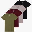 Real Essentials 4 Pack: Women's Classic-Fit Cotton Short-Sleeve Scoop Crew Neck T-Shirt, XL