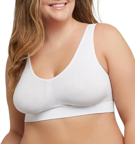 JUST MY SIZE Women's Pure Comfort Light Support Pullover Wireless T-Shirt Bra with Moisture-Wicking 5X, White