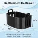 Replacement Ice Basket Compatible with Magic Chef & for Frigidaire Countertop Ice Makers - Durable Storage Bucket, Direct Fit Spare Part, No Assembly Required (Black)