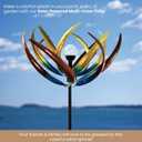 Bits and Pieces Tulip Wind Spinners Outdoor Solar Lighted Metal Wind Spinner, Large Kinetic Garden Sculptures, Crackle Glass Light, Multi-Colored Garden Decor
