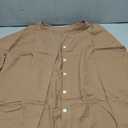 LOMON 3/4 Length Sleeve Shirts for Women Cotton Short Sleeve Button Down Shirt V Neck Loose Summer Tops Light Coffee XL