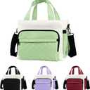 Women's Insulated Lunch Box Bag - Stylish Tote Design, Leakproof Waterproof Lunch Cooler, Large Lunch Tote Bags for Work Commute & Dates (White-Green)