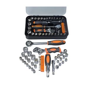 42 Piece Socket & Socket Wrench Sets 1/4 Drive Metric 4-13mm & SAE 5/32"-1/2", 3/8 Drive Metric 14-17mm, 1/4 Adaptors and Extensions, Mini Ratchet Angle Screwdriver and Bit