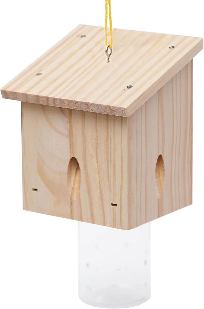 Carpenter Bee Trap for Outside - Pentroof Style Nature Hanging Wood Carpenter Bee Traps Outdoor - Best Bee Trap - Insect Traps with Removable Vault