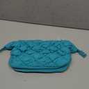 BAGSMART Quilted Travel Makeup Bag, Puffy Toiletry Organizer with Wide Opening, Cosmetic Storage for Women's Accessories, Lake Blue