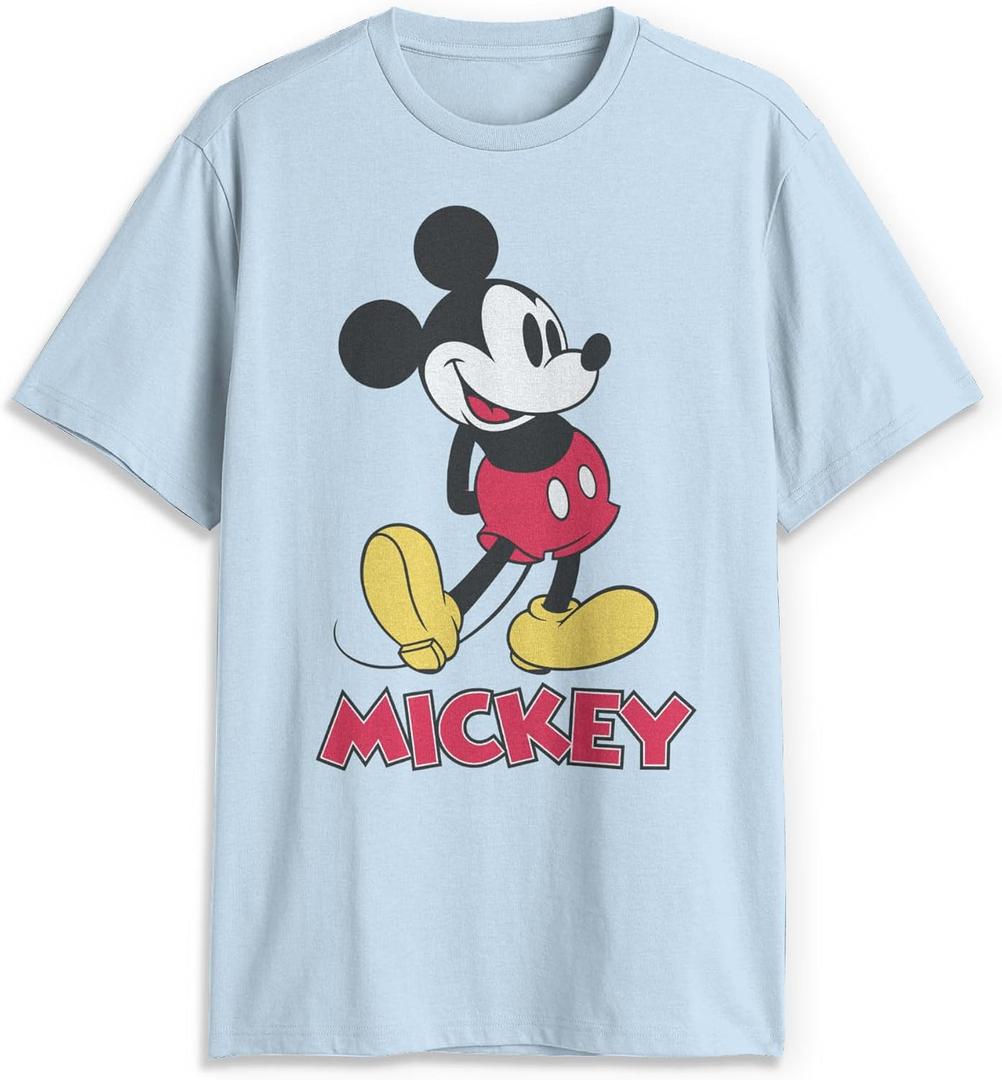 Disney Mickey Mouse Classic Distressed Vintage Standing T-Shirt (Blue, L)