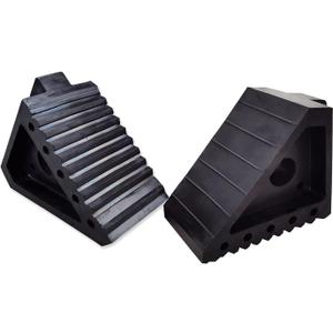 HOXWELL Solid Heavy Duty Rubber Wheel Chocks 2 Packs, Premium Chock for Car, Travel Trailers, RV, Truck, and ATV(2 pcs, Black) 8" x 4" x 6"