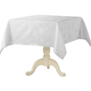 2 x HARORBAY White Tablecloth for Rectangle Tables 52 x 52 Inch, Square Snowflake Table Cloth for Dining Room Kitchen Party Winter Holiday, Heavy Weight Soft Silver Farmhouse Table Cover (Icey Serie)