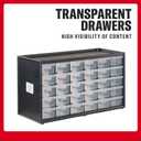 CRAFTSMAN Storage Organizer, 30 Small Drawer Modular Storage System, Easily Stackable, Plastic, Black, White (CMST40730)