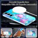 Magnetic for Galaxy S26 Case with Invisible Ring Stand[Compatible with MagSafe] Full Body Slim Women Girl Shockproof Marble Pattern Design Case for Samsung Galaxy S26,Blue/Pink