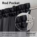 Simplebrand Black Sheer Curtains, 63" Length, 2 Panels Set - Light Filtering, Rod Pocket Window Curtains for Bedroom (Black, 59" W x 63" L)