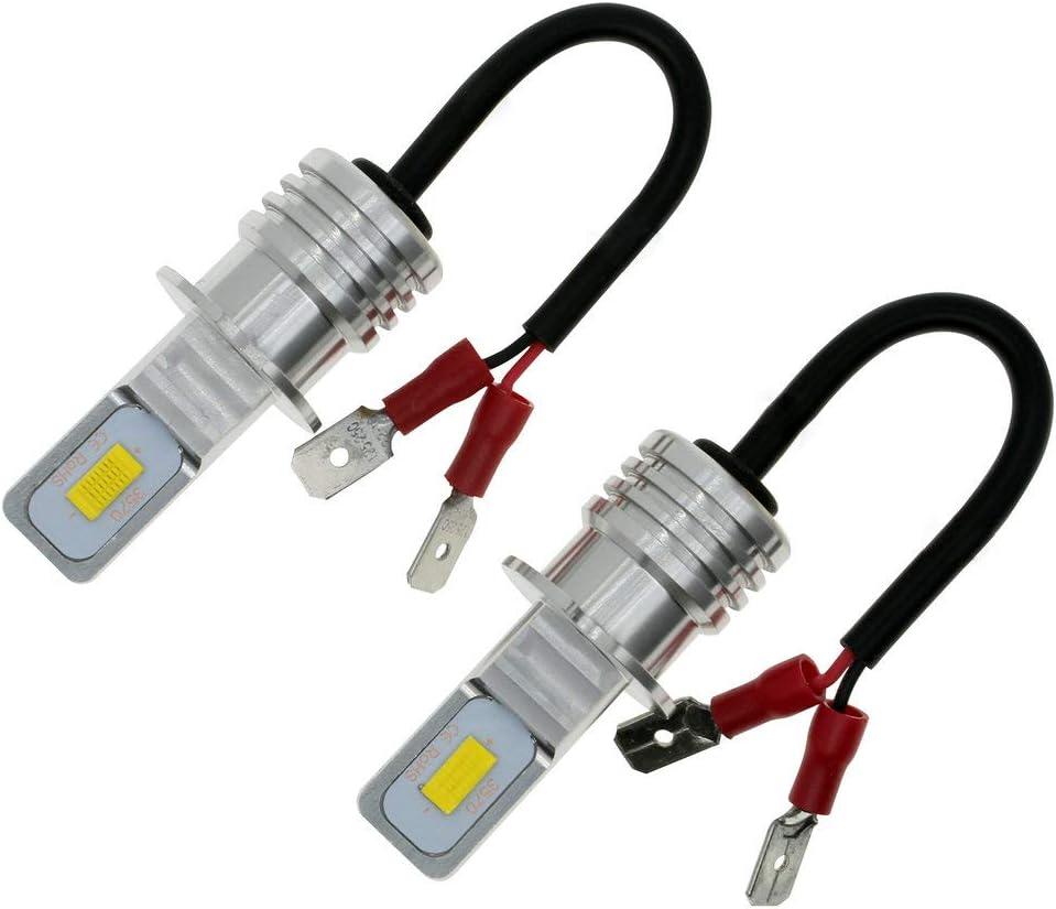 H3 LED Fog Light Bulbs Yellow Super Bright Replacement Kit 3000K Amber Color (Pack of 2)