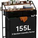 Laundry Sorter with 3 Section Pull Out Bags Rolling Laundry Basket Organizer with 2 Drawers Laundry Hamper with Shelves and Wheels for Laundry Room, Bathroom, Bedroom Organization(2 Tier)