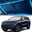 Windshield Sun Shade for Jeep Grand Cherokee 2011-2026 Custom Fit Sun Shield with Mirror Cut Out, Blocks Heat & UV, Foldable with Storage Pouch - Jeep Grand Cherokee Windshield Sunshade